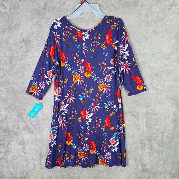 The Pioneer Woman Blue Floral 3/4 Sleeve Dress Rayon Spandex Blend M (8-10) - Picture 7 of 10